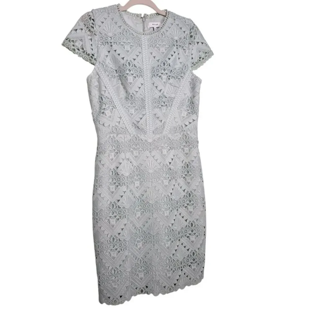Reiss Liza Cap Sleeve Lace Dress in Sage Green Mint Green Dress Size 8